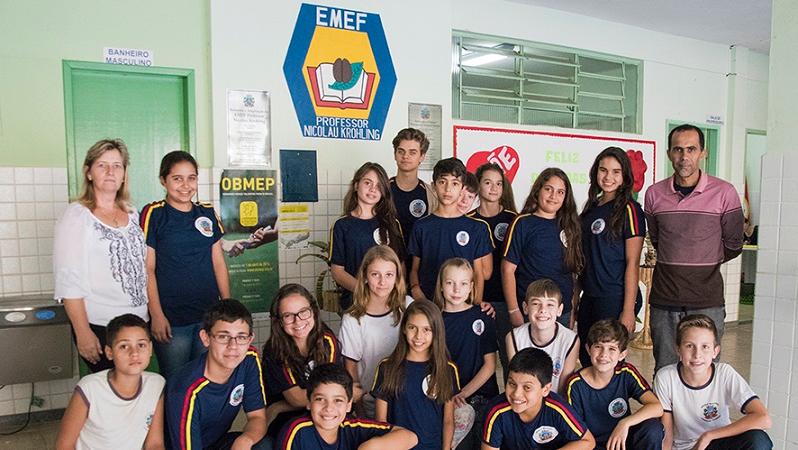 Alunos do grupo de estudos para a OBMEP da escola Nicolau Krohling